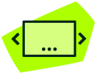 Grafisches Element: Grünes Rechteck mit schwarzem Rahmen vor giftgrünem Hintergrund